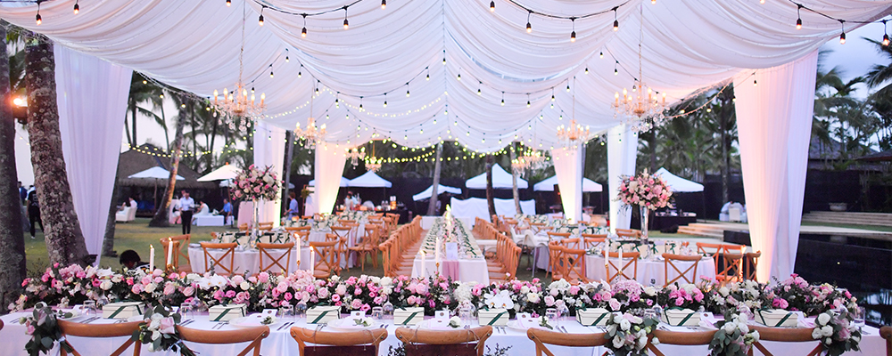 Location addobbata per un matrimonio